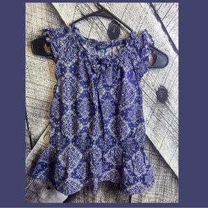 Chaps Women's Navy and White Paisley Top